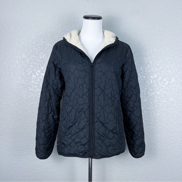 Disney Parks Mickey Mouse Quilted Sherpa Hooded Jacket, Black S - Authentic - Picture 2 of 12